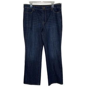 Talbots Jeans 16 Petite (est) High Waist Barely Boot Dark Wash Denim Whiskering